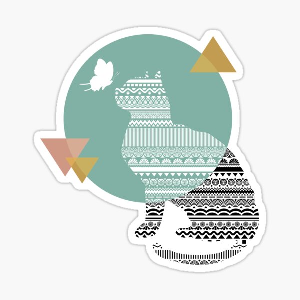 the cat and the butterfly Sticker