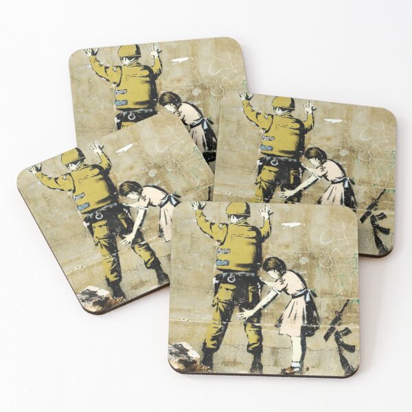 Item preview, Banksy Stop And Search - Girl Frisking Soldier Street Art Mural designed and sold by WE-ARE-BANKSY.