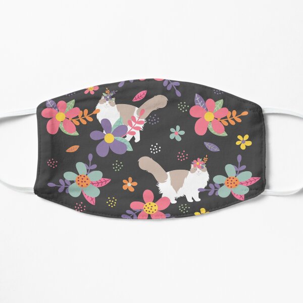 Ragdoll Cat and Colorful Flowers Mask