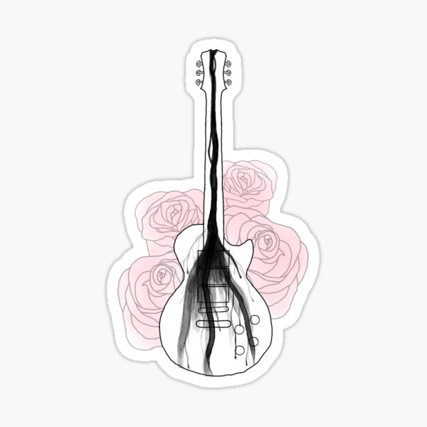 Item preview, Ink Guitar with roses designed and sold by Lucy-Georgia.