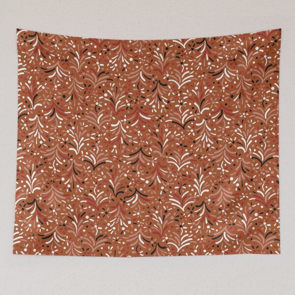 Item preview, autumn doodle pattern in maroon colors designed and sold by rysunki-malunki.