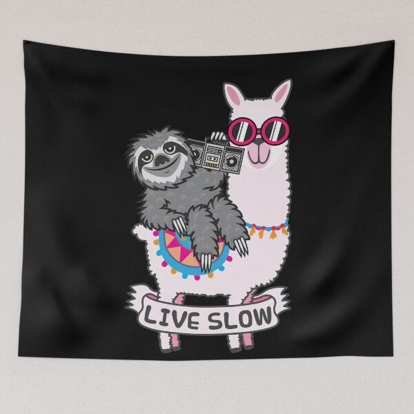 Item preview, Sloth llama Live Slow designed and sold by plushism.