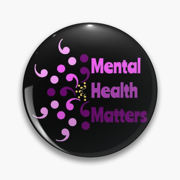 Item preview, Mental Health Matters Semi Colon Flower Affirmation on Black designed and sold by CottoVerdi.
