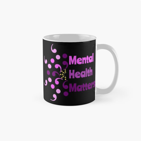Item preview, Mental Health Matters Semi Colon Flower Affirmation on Black designed and sold by CottoVerdi.