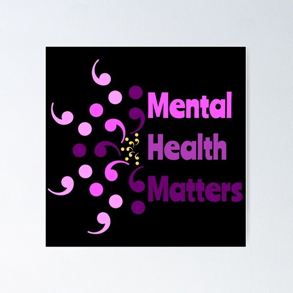 Item preview, Mental Health Matters Semi Colon Flower Affirmation on Black designed and sold by CottoVerdi.