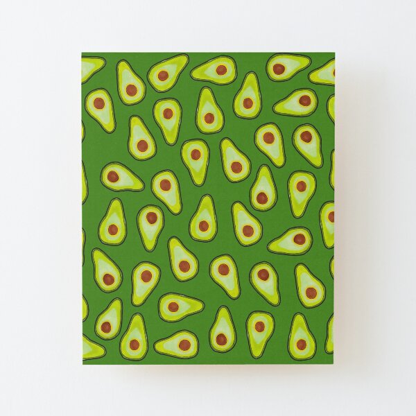 Avocado Pattern on Green Wood Mounted Print