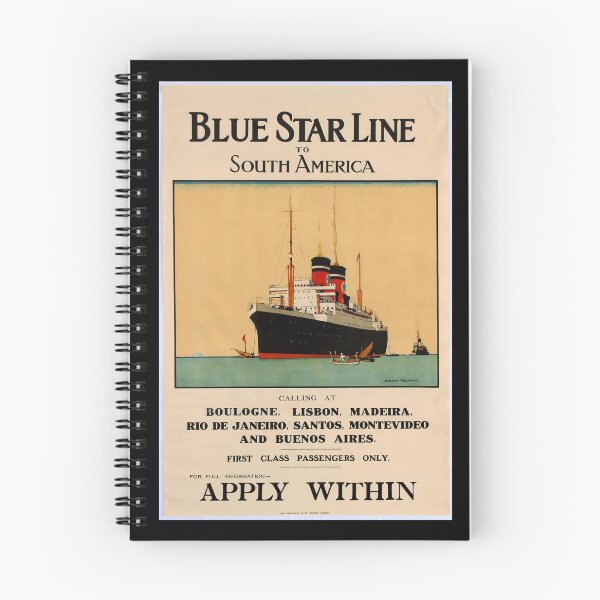 Item preview, Blue Star Line to South America retro poster designed and sold by CorasPosters.