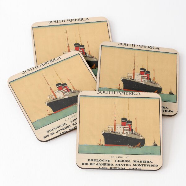 Item preview, Blue Star Line to South America retro poster designed and sold by CorasPosters.