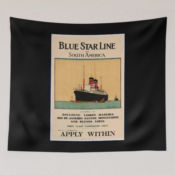 Item preview, Blue Star Line to South America retro poster designed and sold by CorasPosters.