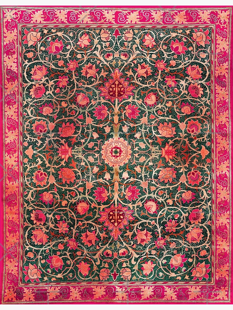 "HOLLAND PARK Pink Fuchsia Green Floral Carpet William Morris" Poster