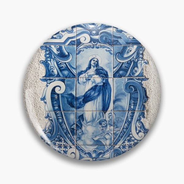 Item preview, Nossa Senhora da Conceicao - Antique Portuguese Azulejo Medallion of the Virgin Mary designed and sold by Georgia Mizuleva.