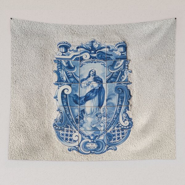 Item preview, Nossa Senhora da Conceicao - Antique Portuguese Azulejo Medallion of the Virgin Mary designed and sold by Georgia Mizuleva.