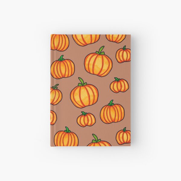 Pumpkin Autumn Pattern on Orange Hardcover Journal