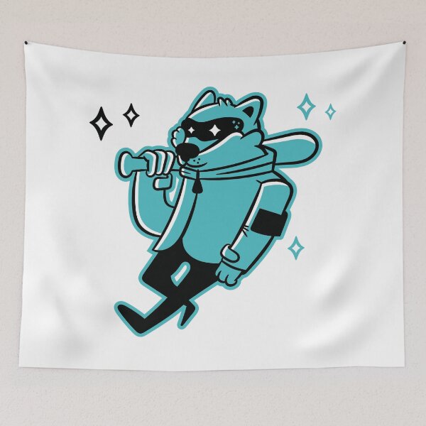 Item preview, Raccoon. Cartoon Raccoon. Teen Raccoon. Raccoon with Baseball Bat designed and sold by Makushkin28shop.