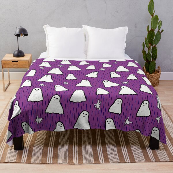 Item preview, Ghosts and Sparkles Halloween Pattern on Dark Purple designed and sold by Harriet Linton.