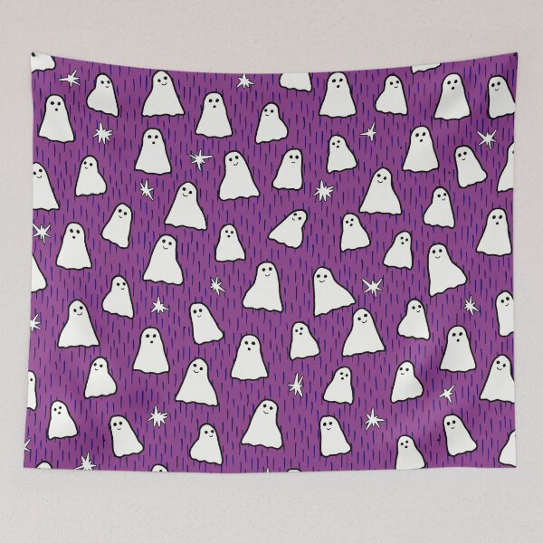 Item preview, Ghosts and Sparkles Halloween Pattern on Dark Purple designed and sold by Harriet Linton.