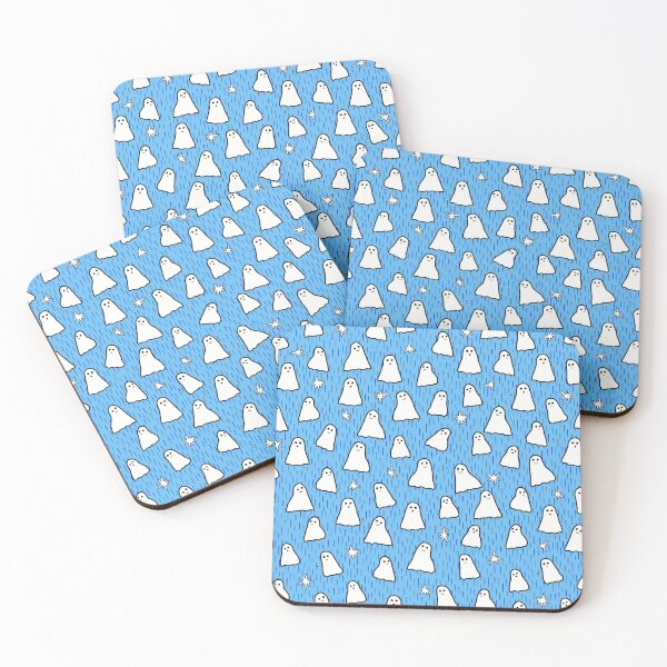 Item preview, Ghosts and Sparkles Halloween Pattern on Light Blue designed and sold by Harriet Linton.
