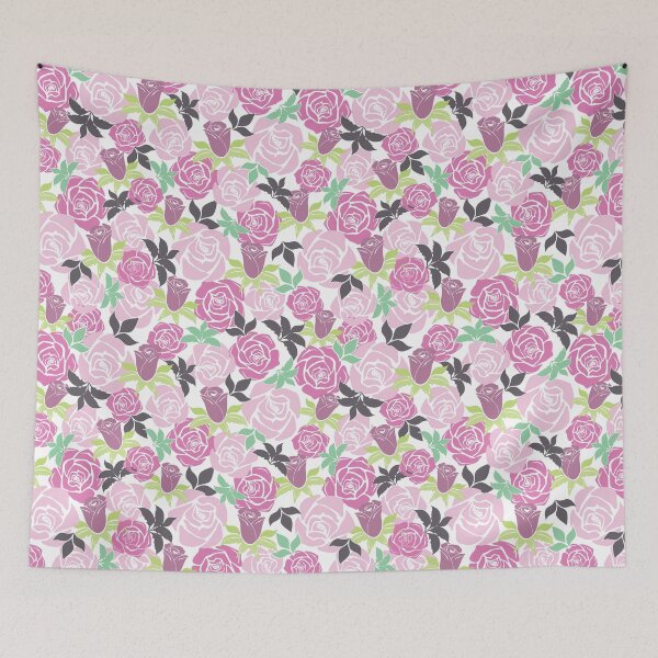 Artikelvorschau, Überlappende rosa Rosen aus der Fancy Floral Zebra Collection entworfen und verkauft von CJAura by Claire Jane Johnson.