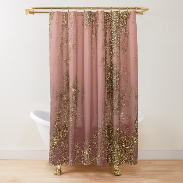 Marble Paint Swirl Trendy Abstract Glitter Rose Gold Pink Teal Turquoise  Blackout Curtain by Simple Luxe by Nature Magick