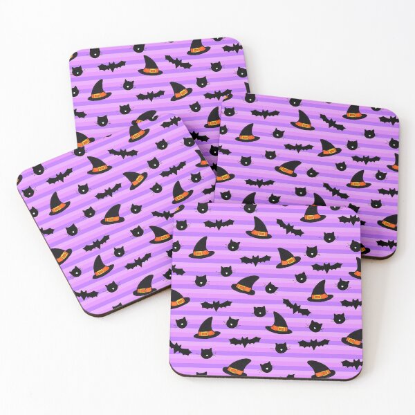 Item preview, Cats, Bats and Hats Halloween Pattern on Pink and Purple designed and sold by Harriet Linton.