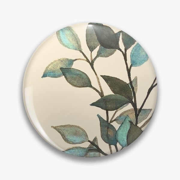 Item preview, Leaves branches II watercolor painting blue beige  designed and sold by GittaG74.