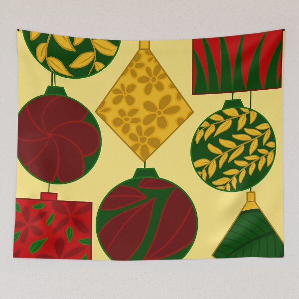 Item preview, Christmas Floral Baubles Red Gold Green designed and sold by forfun-art.