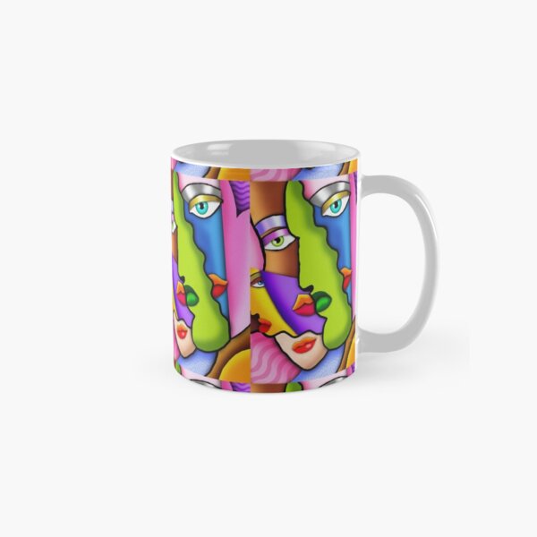 French Cubism art style - 'Faces' Classic Mug