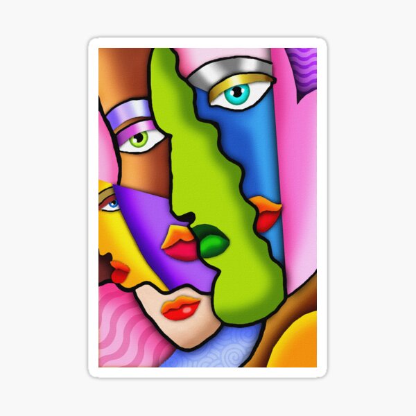French Cubism art style - 'Faces' Sticker