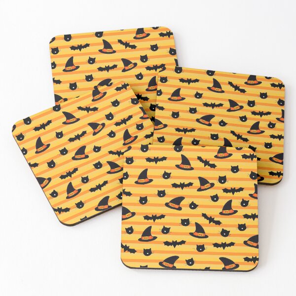 Item preview, Cats, Bats and Hats Halloween Pattern on Orange designed and sold by Harriet Linton.