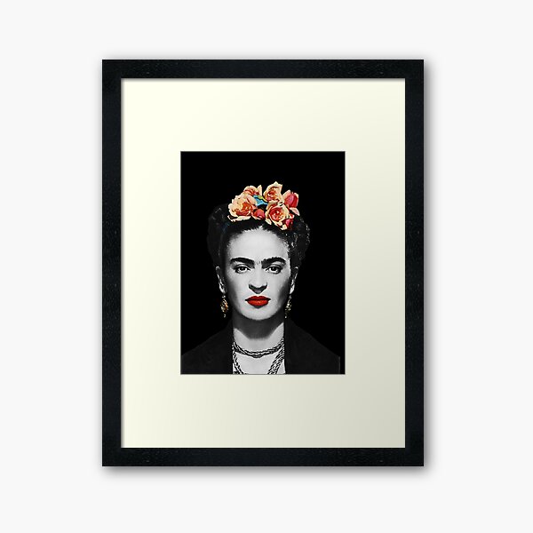 black and white frida kahlo Framed Art Print