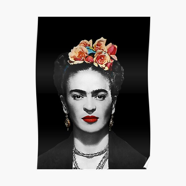black and white frida kahlo Poster