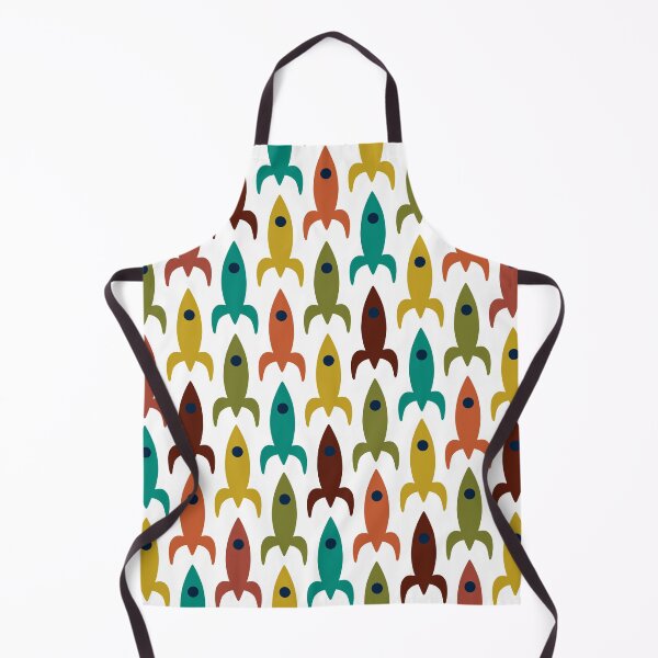 Item preview, Space Age Rocket Ships - Colorful Mid-Century Modern Atomic Age Aerospace Pattern in Teal, Olive, Mustard, Orange, and White designed and sold by kierkegaard.