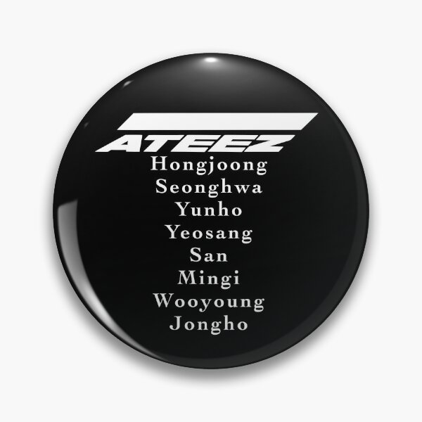 Item preview, ATEEZ logo with member names sticker designed and sold by Amy Hearts.