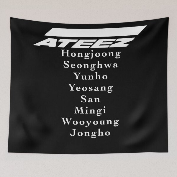 Item preview, ATEEZ logo with member names sticker designed and sold by Amy Hearts.
