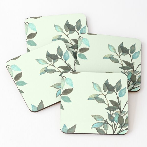 Item preview, Leaves branches II watercolor painting light green  designed and sold by GittaG74.