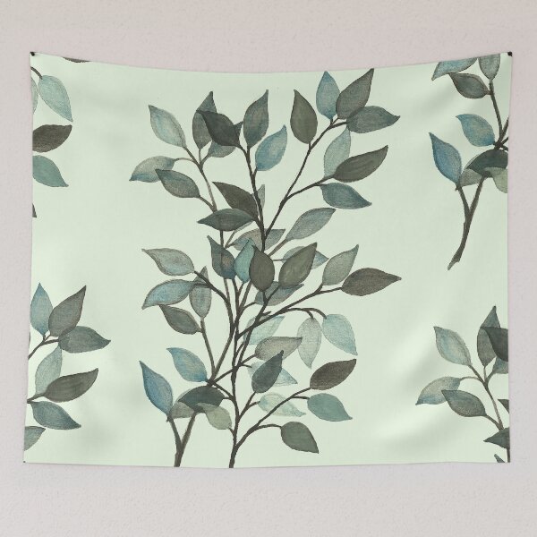 Item preview, Leaves branches II watercolor painting light green  designed and sold by GittaG74.