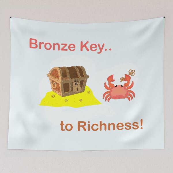 Item preview, Bronze key to richness, funny crab have found the key of the treasure box under the ocean and become rich , crabby , ocean crab animal art meme ,stealing ocean treasures designed and sold by SGS-.