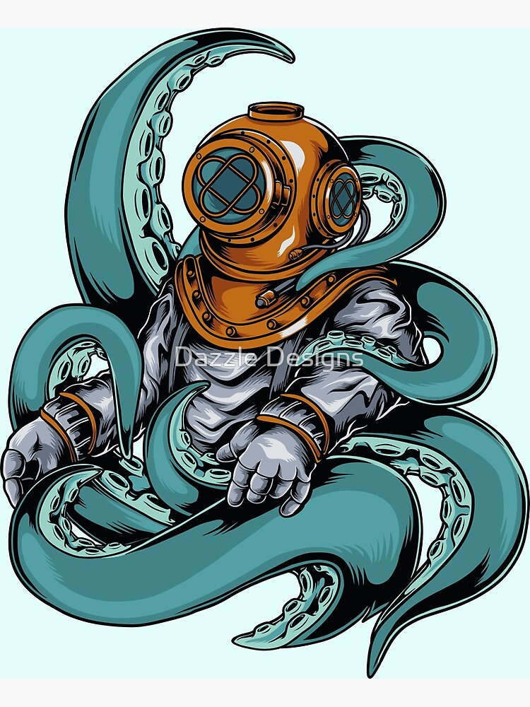 Disover Diver octopus Premium Matte Vertical Poster