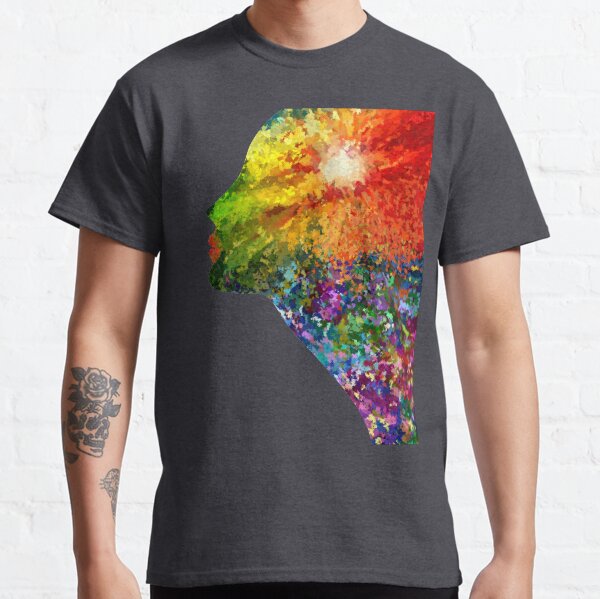 Psychedelic Art, Multicolored of Women face - Oil painting Classic T-Shirt