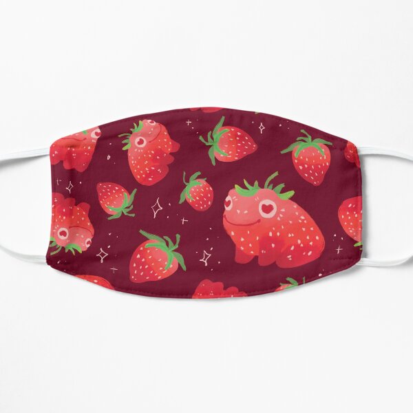 Strawberry frogs repeating pattern Flat Mask