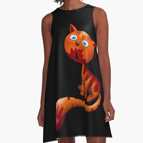Lustige Katze Wow A-Linien Kleid