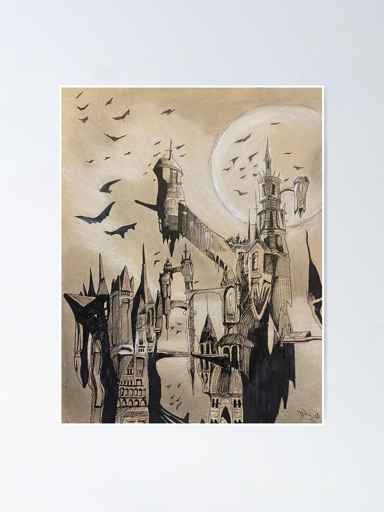 Wall Art Print, Dracula's Castle Poster, Halloween