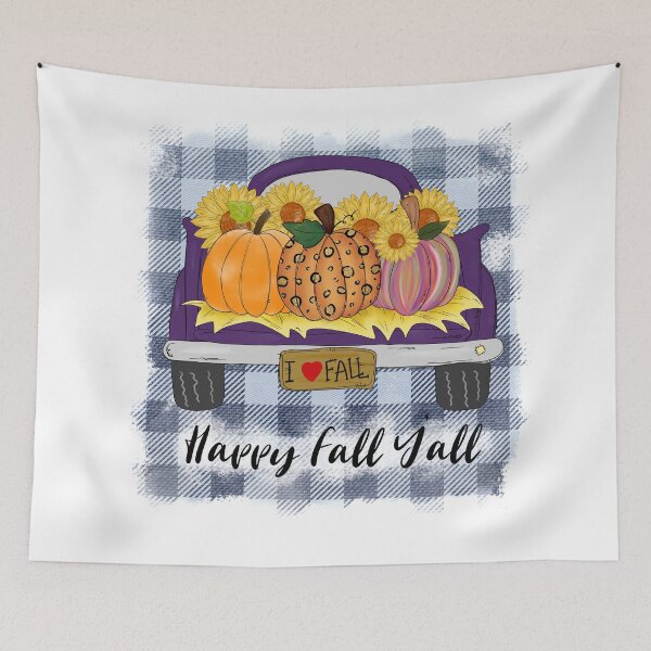 Item preview, Happy Fall Yall Retro Truck and Pumpkin designed and sold by PupnkittyMania ⭐⭐⭐⭐⭐.