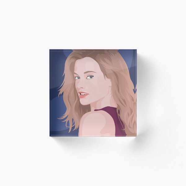 Beautiful lady with long hair portrait illustration Acrylic Block