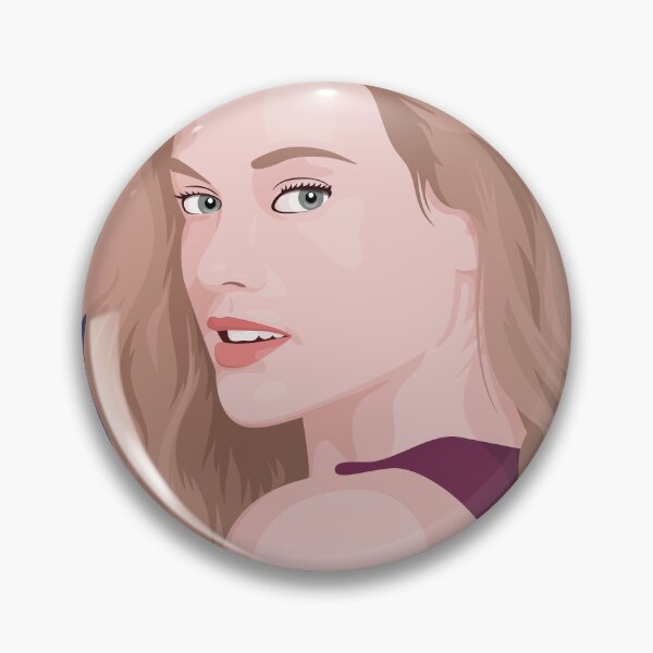 Beautiful lady with long hair portrait illustration Pin