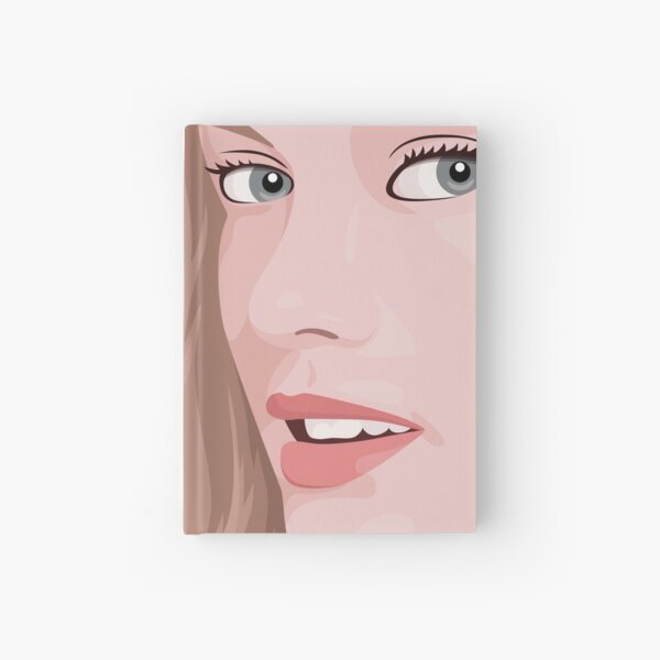 Beautiful lady with long hair portrait illustration Hardcover Journal