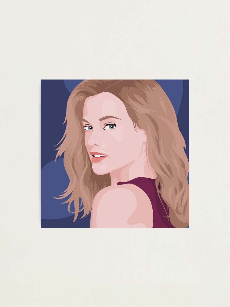 Alternate view of Beautiful lady with long hair portrait illustration Photographic Print