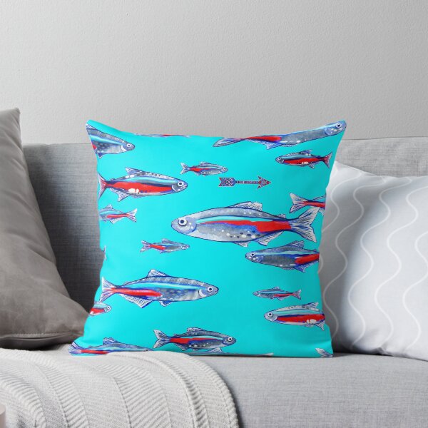 Item preview, fish neon tetra watercolor fisherman guppy butterflyfish sea  designed and sold by anzhelikamilisa.