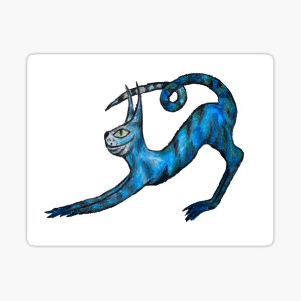 Blue Lanky Cat Sticker