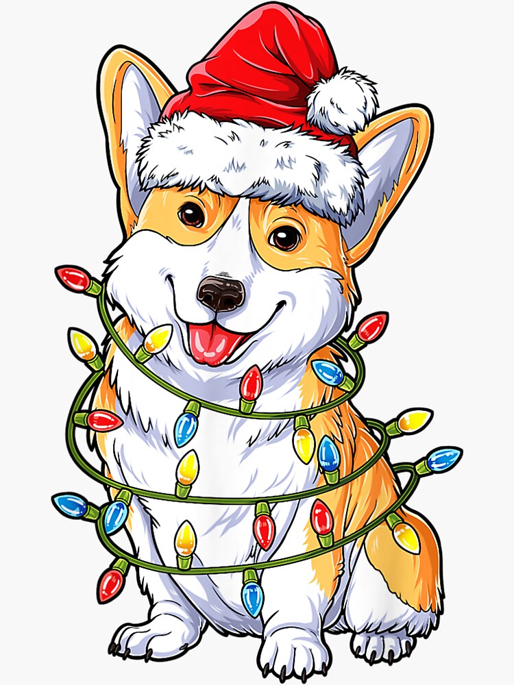 "Corgi Christmas Lights" Sticker by besyfun | Redbubble